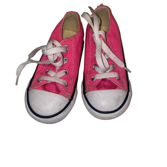 Girls converse all stars pink low top sneakers size 3 baby toddler kids - Picture 2 of 5